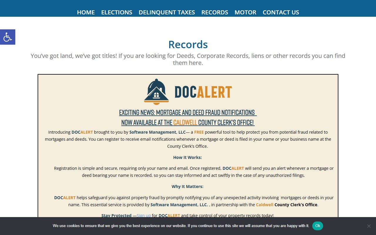Caldwell County County Clerk records eCCLIX and fees