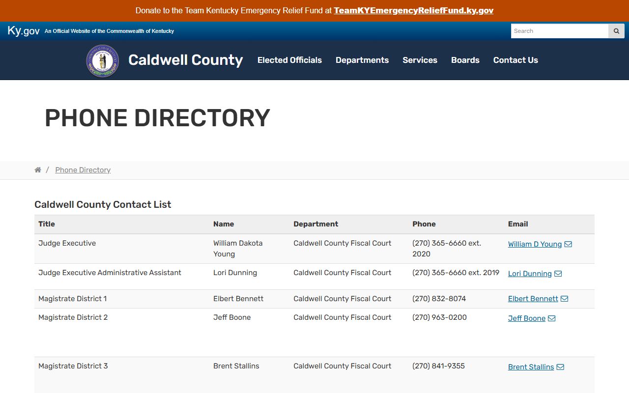 Caldwell County arrest records and court charges phone directory