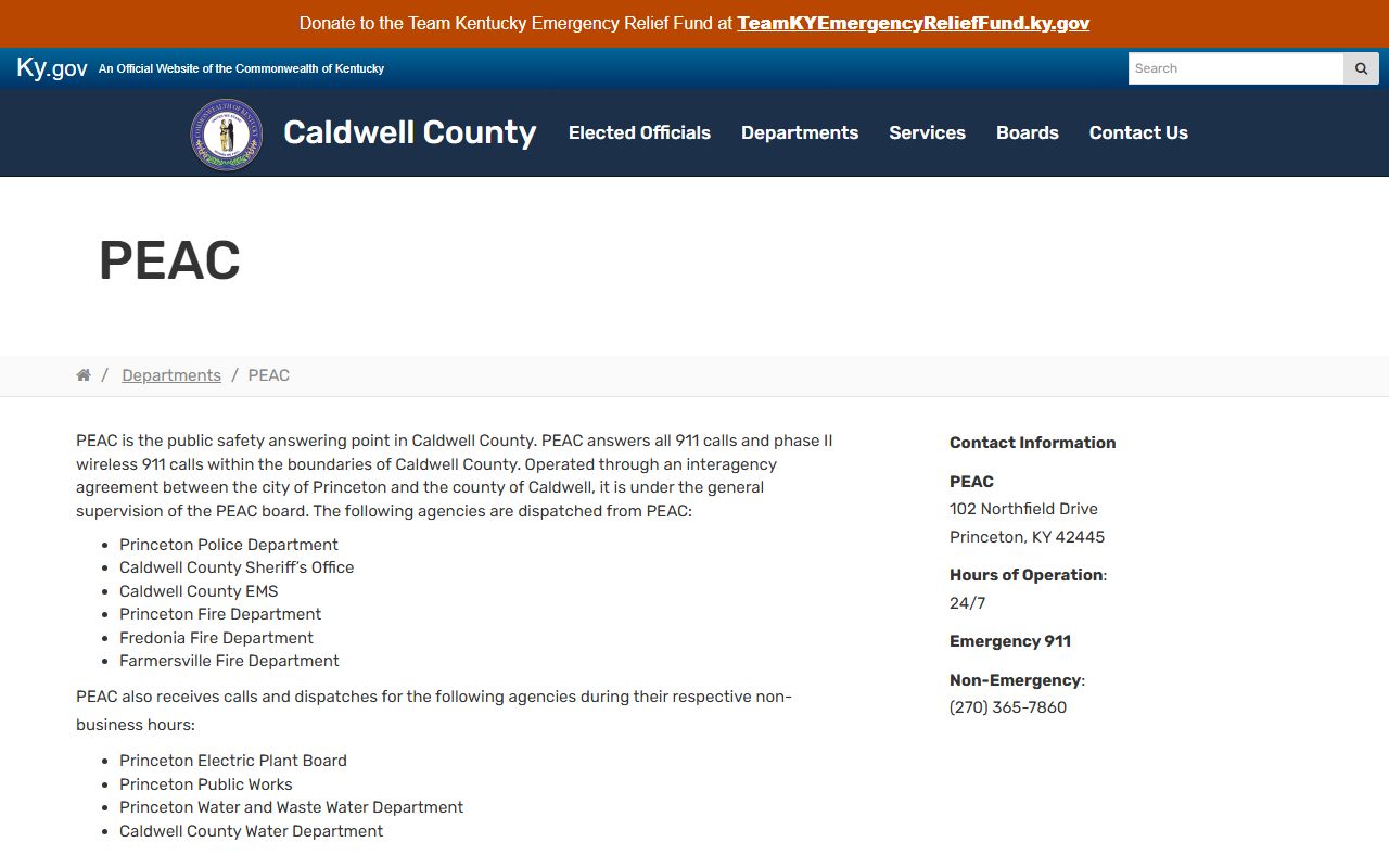 Caldwell County arrest records and court charges PEAC dispatch