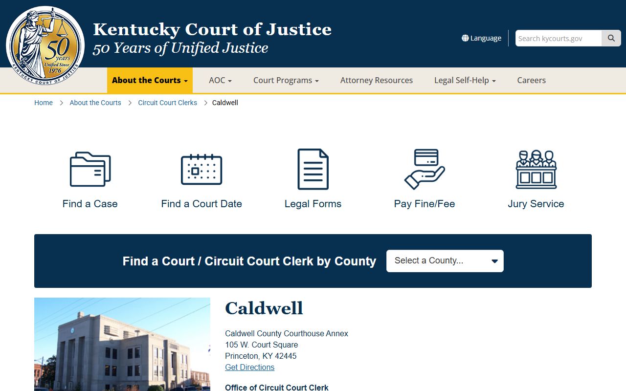 Caldwell County court records official Kentucky Court of Justice page