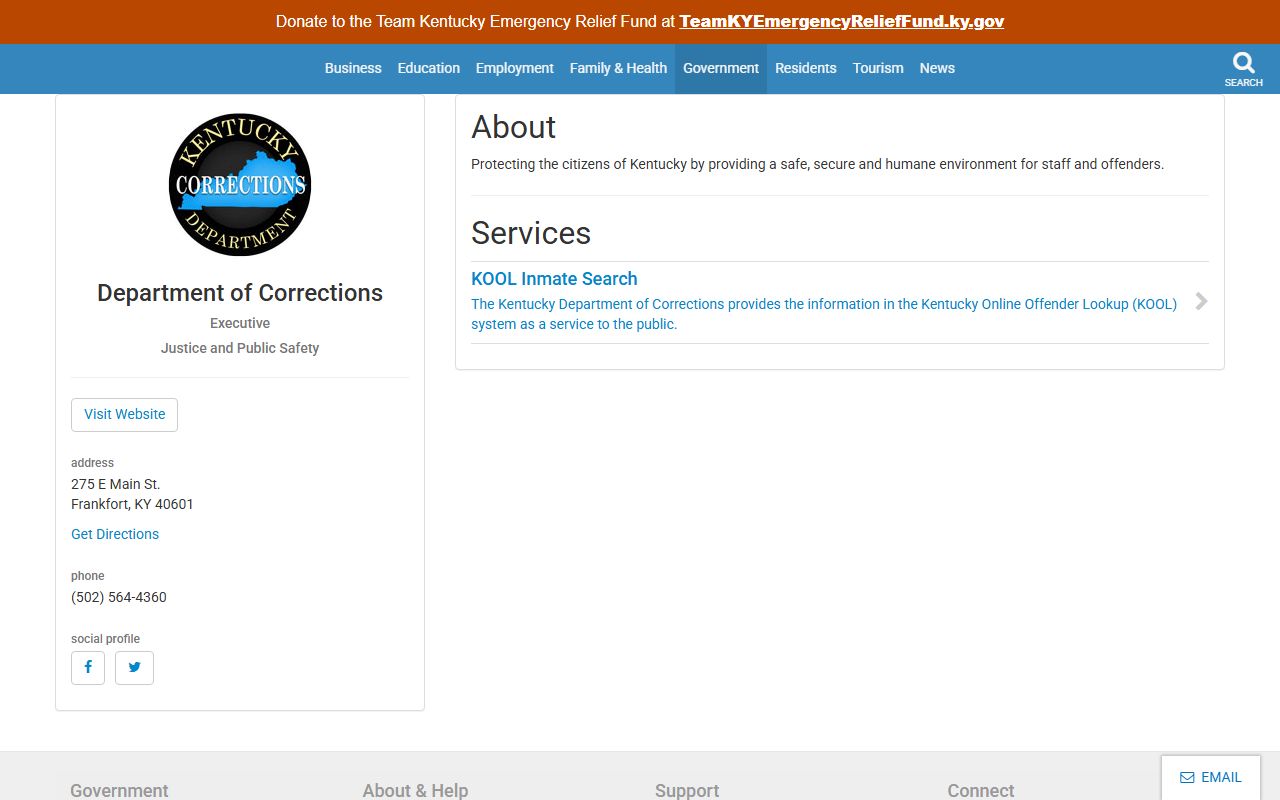 Caldwell County inmate records Kentucky.gov Department of Corrections profile source