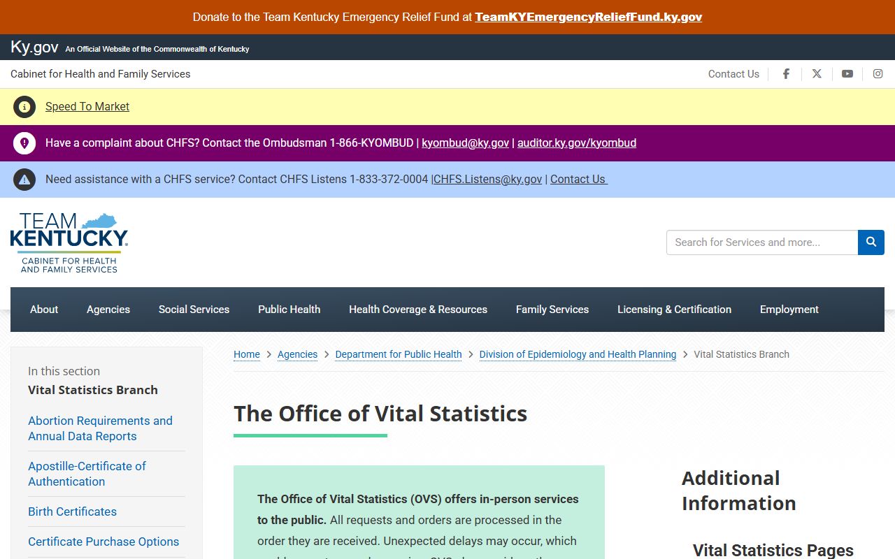 Caldwell County marriage and divorce records Kentucky Office of Vital Statistics source