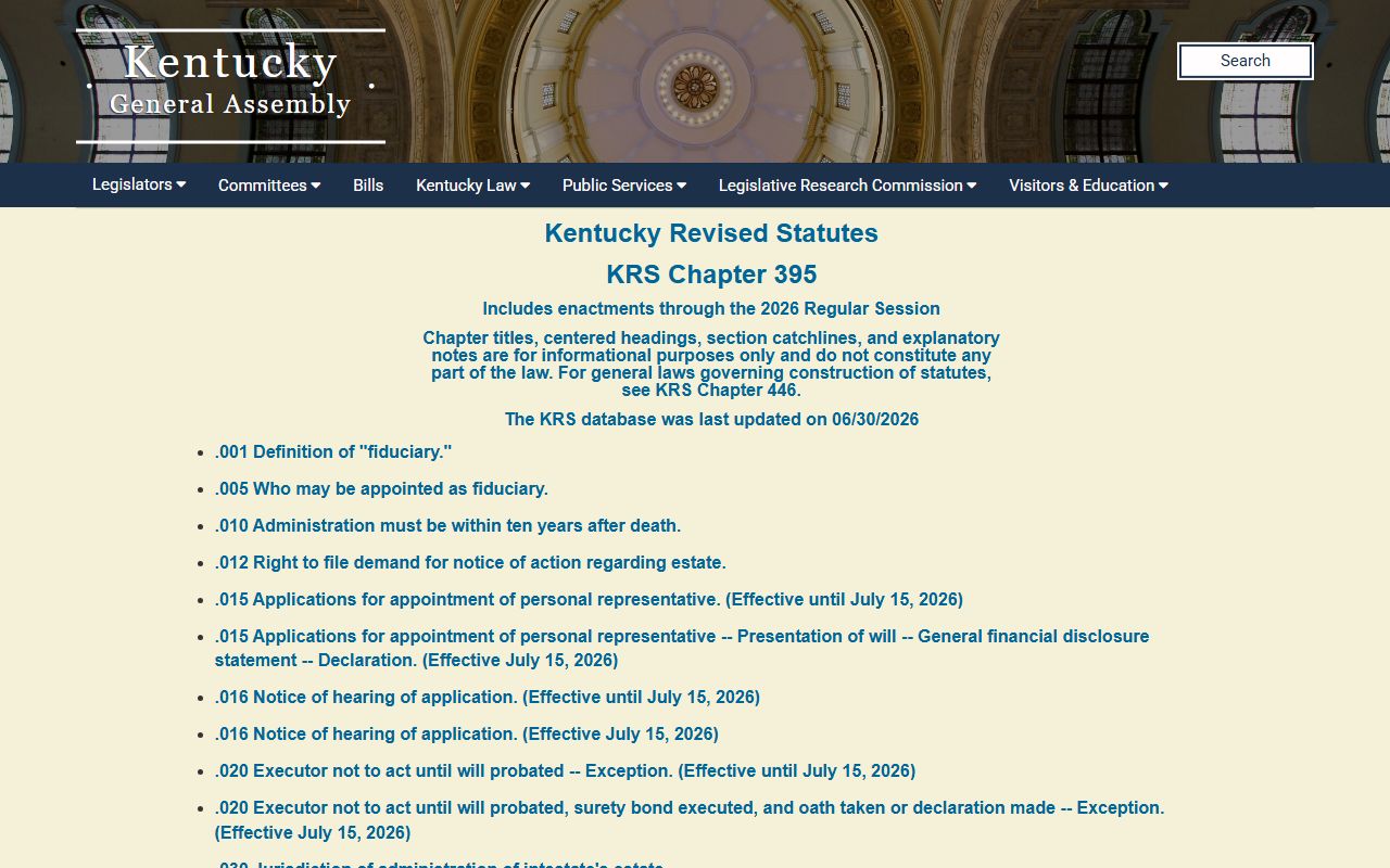Caldwell County probate records Kentucky KRS estate statutes source